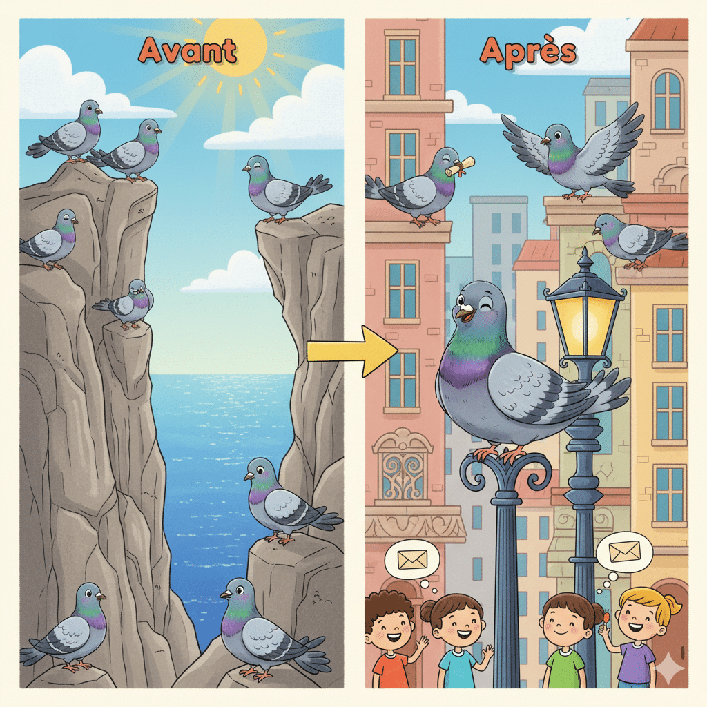 L'ancêtre du pigeon des villes est le pigeon biset