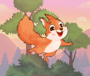 Petit écureuil en train de sauter