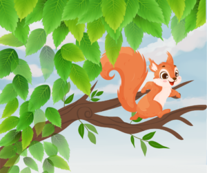 Petit écureuil sur une branche